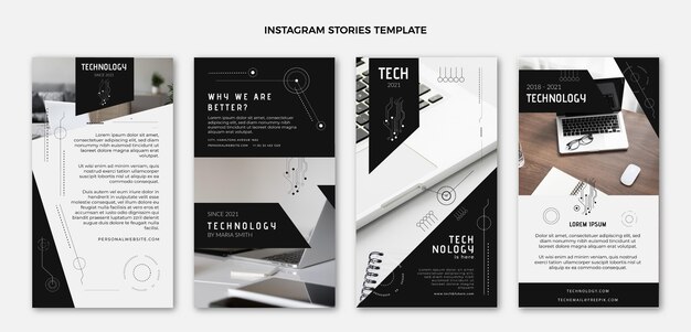 Flat design technology instagram stories