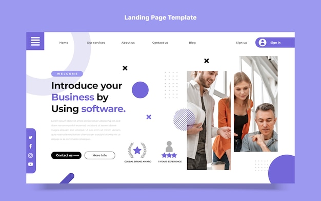 Free vector flat design technology landing page template