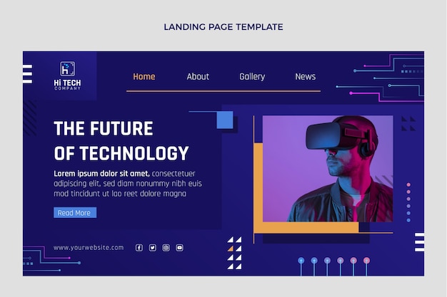 flat design technology landing page template