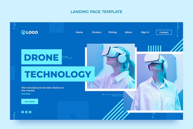 Flat design technology landing page