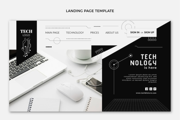 Free vector flat design technology landing page