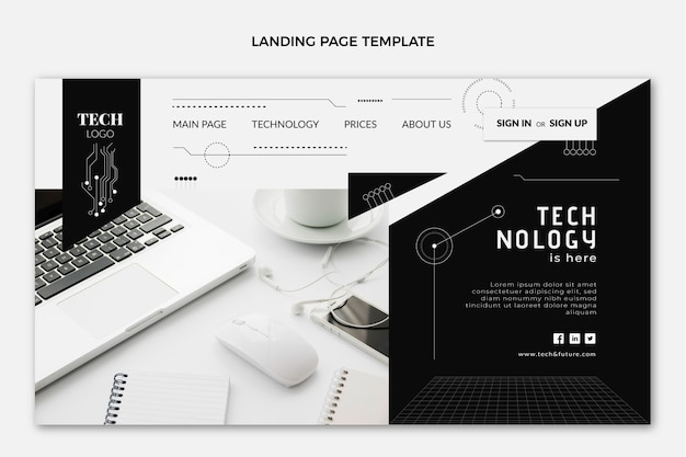 Flat design technology landing page