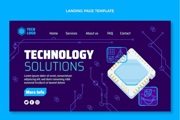 Free vector flat design technology solutions landing page