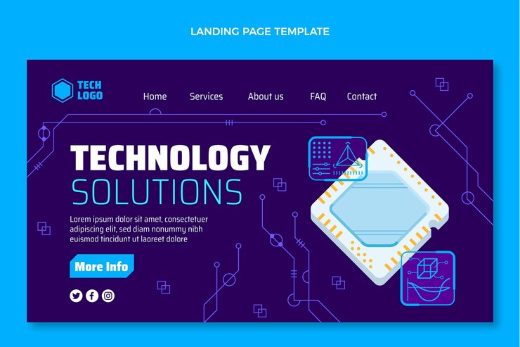 Free Vector flat design technology solutions landing page