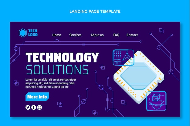 Flat design technology solutions landing page