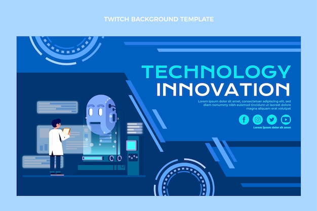 Flat design technology twitch background