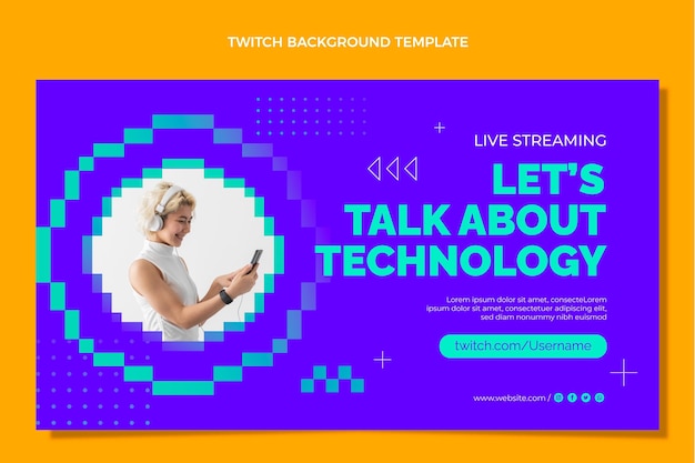 Free vector flat design technology twitch background