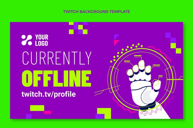 Flat design technology twitch background