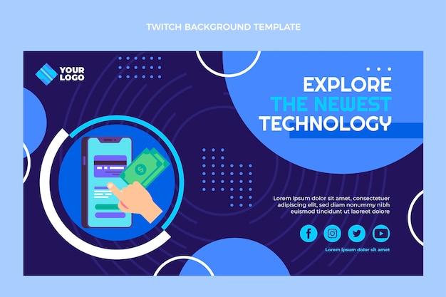 Flat design technology twitch background