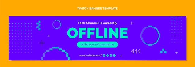 Free vector flat design technology twitch banner