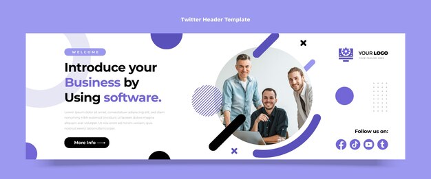 flat design technology twitter header template