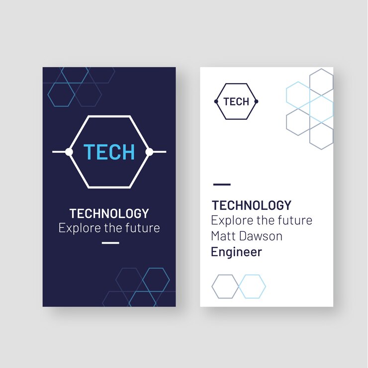 Free Vector flat design technology vertical business card