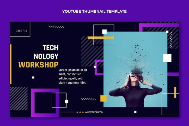 Vettore gratuito miniatura di youtube del workshop sulla tecnologia del design piatto