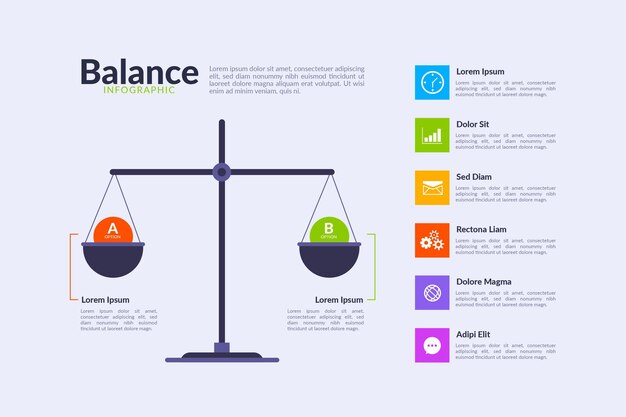 평면 디자인 템플릿 균형 인포 그래픽
