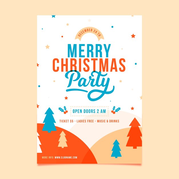 Free Vector flat design template christmas party flyer