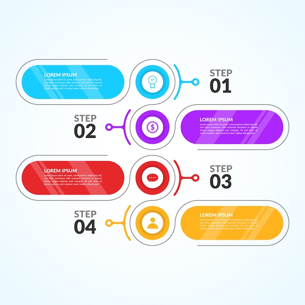 Flat design template infographic steps