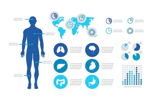 Плоский дизайн шаблона медицинской инфографики