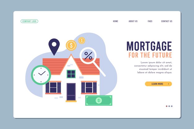 flat design template mortgage landing page