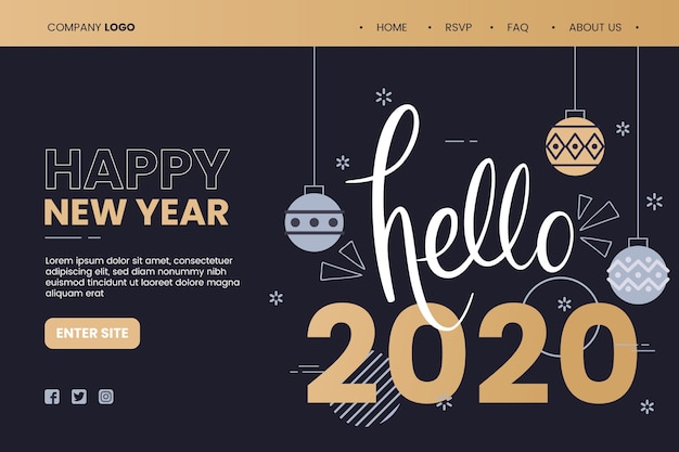 Free vector flat design template new year landing page