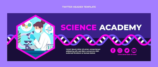 Free vector flat design template of science twitter header