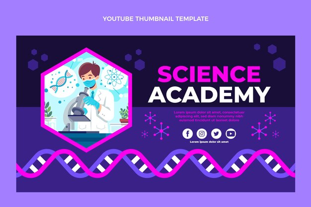 Free vector flat design template of science  youtube thumbnail