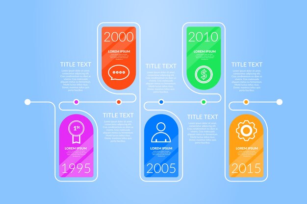 フラットなデザインテンプレートタイムラインインフォグラフィック