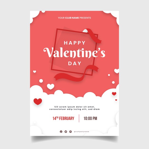 Flat design template valentine's day party flyer