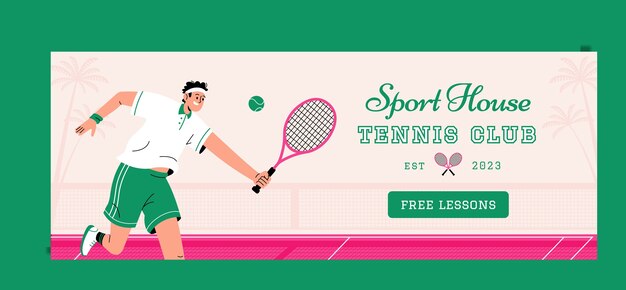 Шаблон обложки facebook для игры в теннис в плоском дизайне