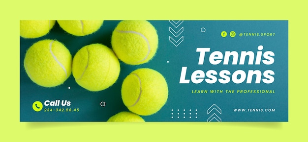 Обложка facebook для игры в теннис в плоском дизайне