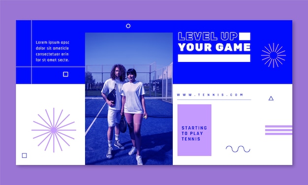 Flat design tennis game facebook template