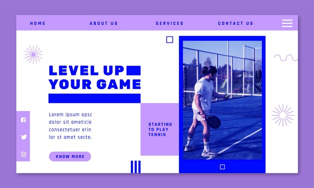 Free vector flat design tennis game landing page template