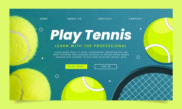 Vettore gratuito pagina di destinazione del gioco di tennis dal design piatto