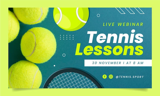 Free vector flat design tennis game webinar