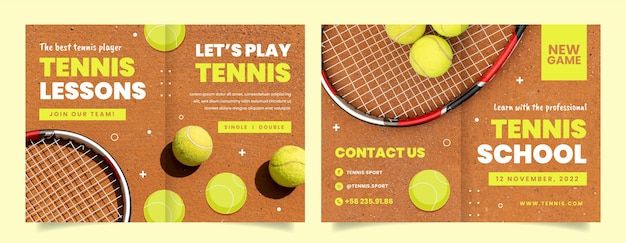 Brochure lezioni di tennis design piatto