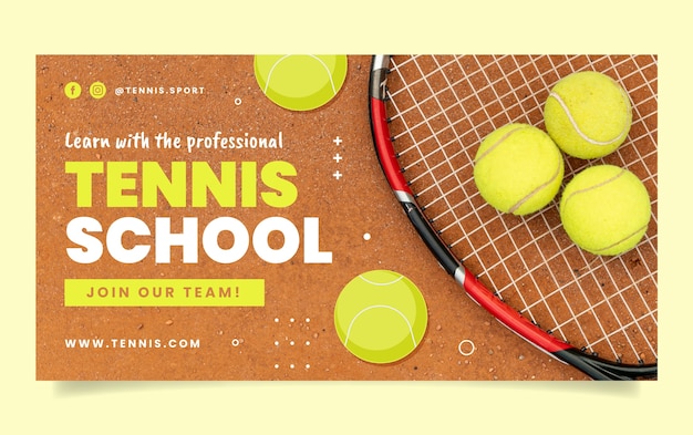 Уроки тенниса в плоском дизайне facebook шаблон