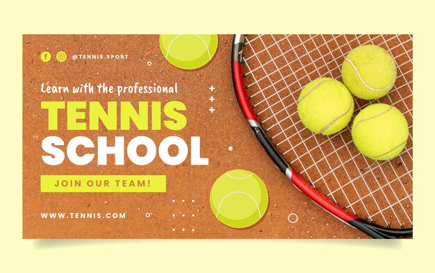 Flat design tennis lessons facebook template