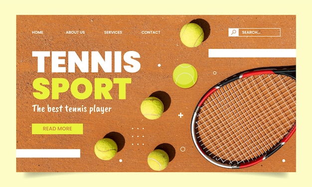 Vettore gratuito pagina di destinazione delle lezioni di tennis dal design piatto