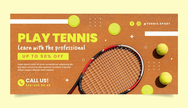 Flat design tennis lessons sale banner