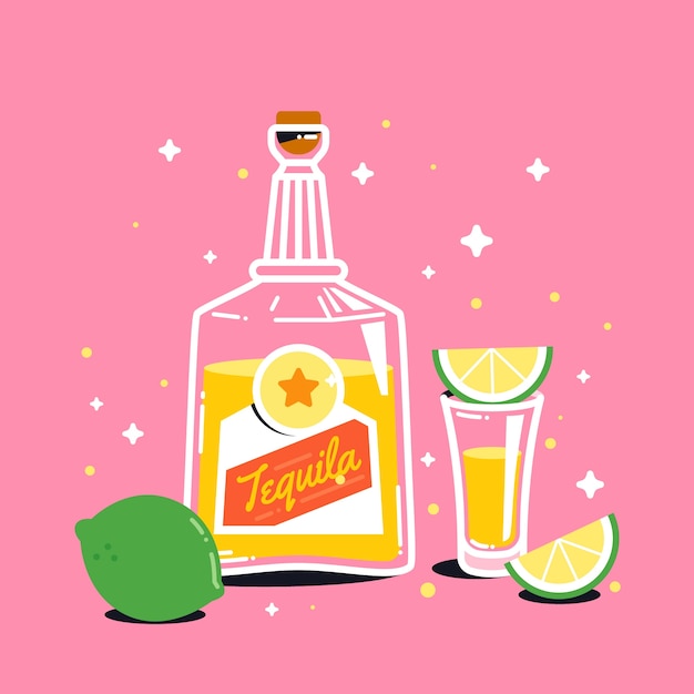 Illustrazione del colpo di tequila di design piatto