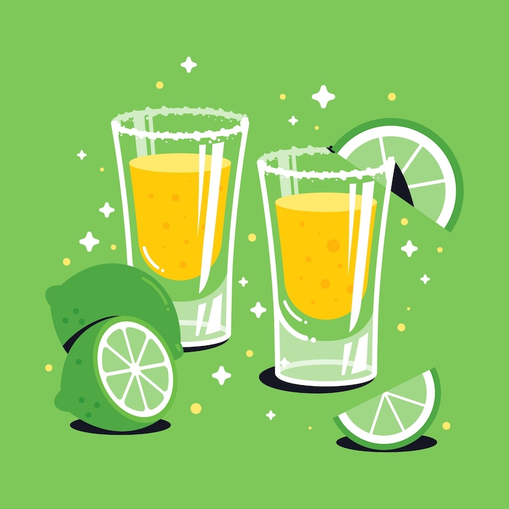 무료 Vector 평면 디자인 데킬라 샷 그림
