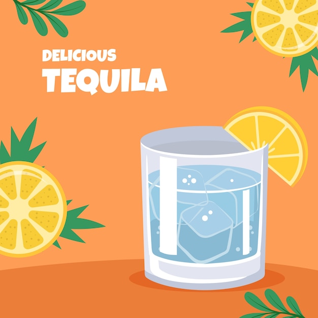 Vettore gratuito illustrazione del colpo di tequila di design piatto