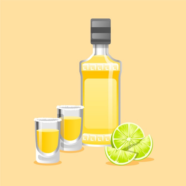 Flat design tequila shot illustration