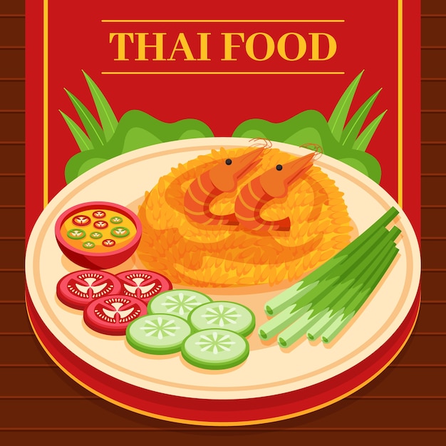 Free vector flat design thai food illustration