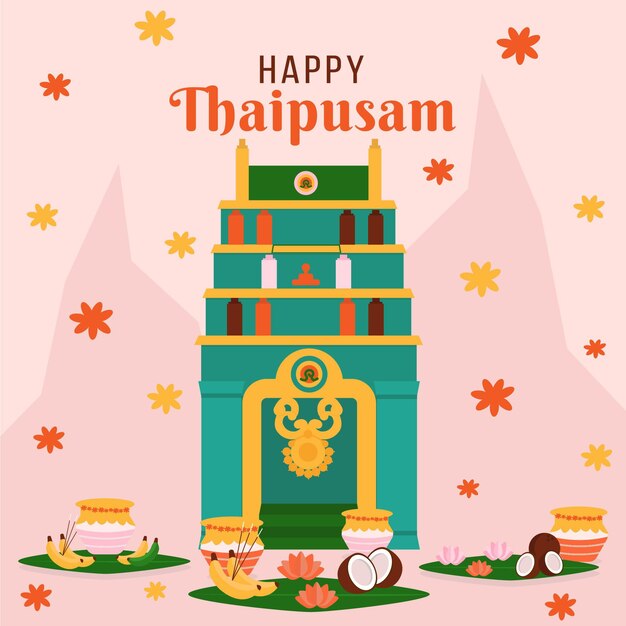 Free vector flat design thaipusam festival