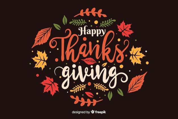 Flat design thanksgiving background with dried leaves