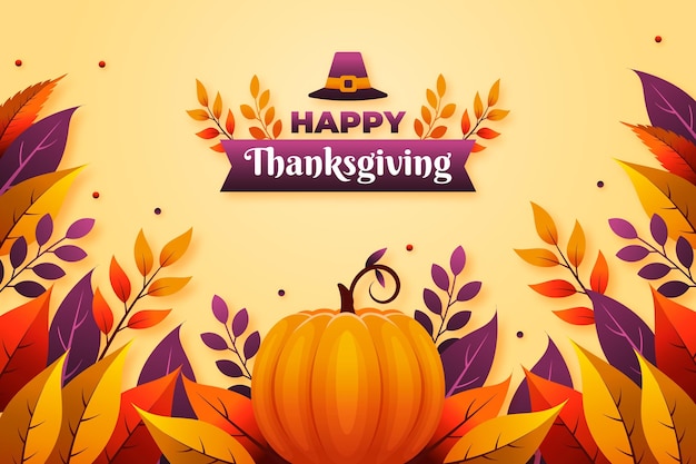 Flat design thanksgiving background with pumpkin