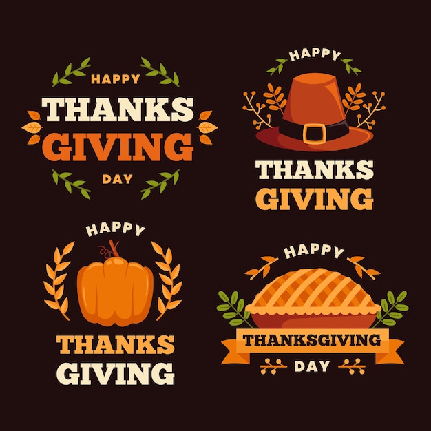 Flat design thanksgiving badge collection