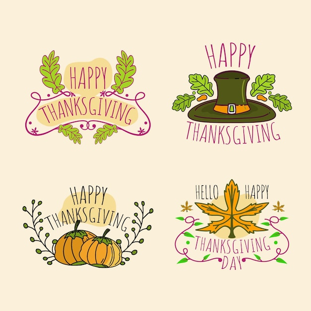 Flat design thanksgiving badge collection