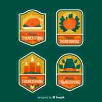 Free vector flat design for thanksgiving bagde collection