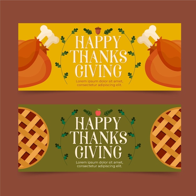 Flat design thanksgiving banners set